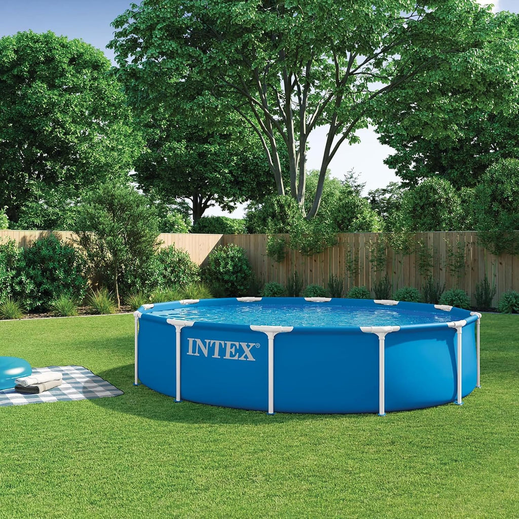 28210EP Metal Frame 12 ft x 30 in Above Ground Pool, Round Swimming Pool with Steel Frame, Pump Not Included
