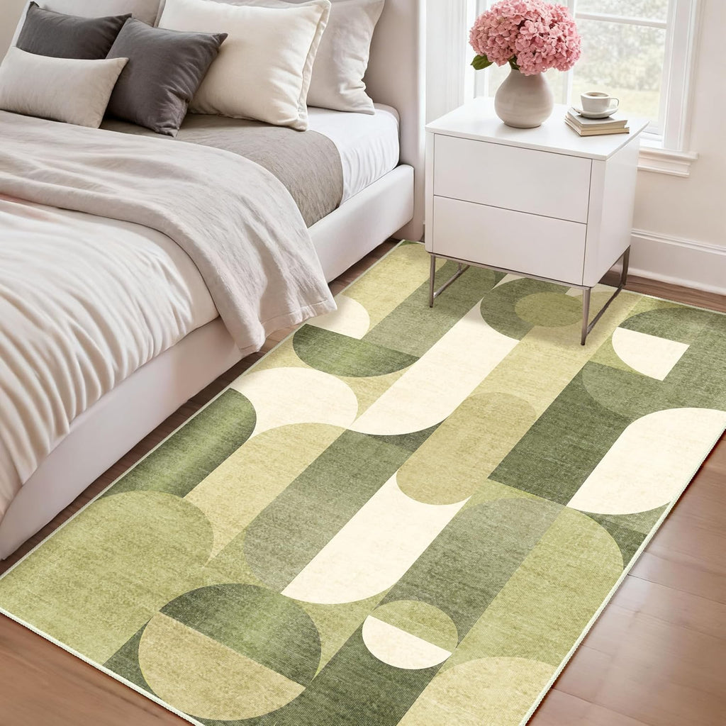 Green Rug 3x5 Washable Area Rugs Living Room