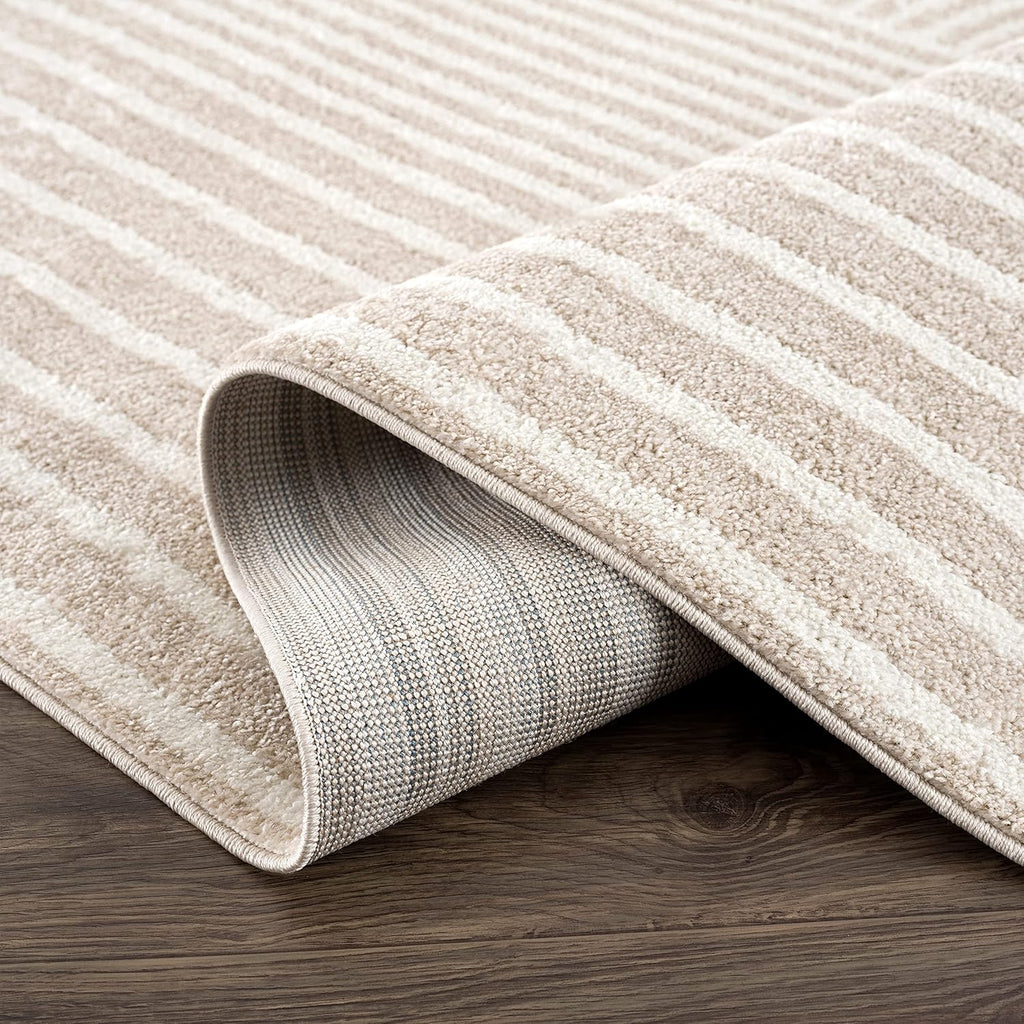 Area Rug for Living Room -Nuevo Beige Arch Pattern Area Rug, Soft and Durable Living Room Rug, Stain and Fade Resistant, Chic Modern Design, Pet & Kid Friendly