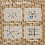 5 Pieces Patio Wicker Furniture Set, Outdoor Rattan Bistro Set with Removable Thickened Cushions