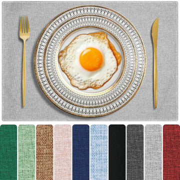 Cloth Placemats Set of 4, Cotton Linen Blend Place Mats, Light Gray