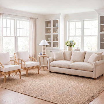 Area Rug 8x10 - Natural Fiber Collection - Large - Natural, Handmade Jute, Tassel Design, Ideal , Dining Space