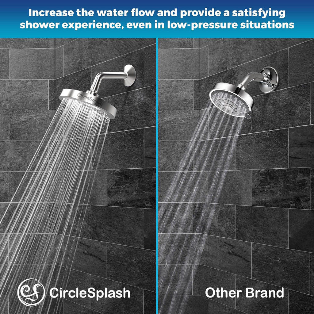 High Pressure Shower Head - Anti-Clogging Silicone Nozzles - 2.5 GPM Removable Restrictor