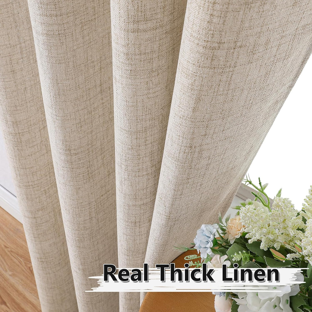 Short Linen Tier Curtains Rod Pocket Semi Sheer Half Kitchen Curtain Burlap Light Filtering Thick Linen Drapes