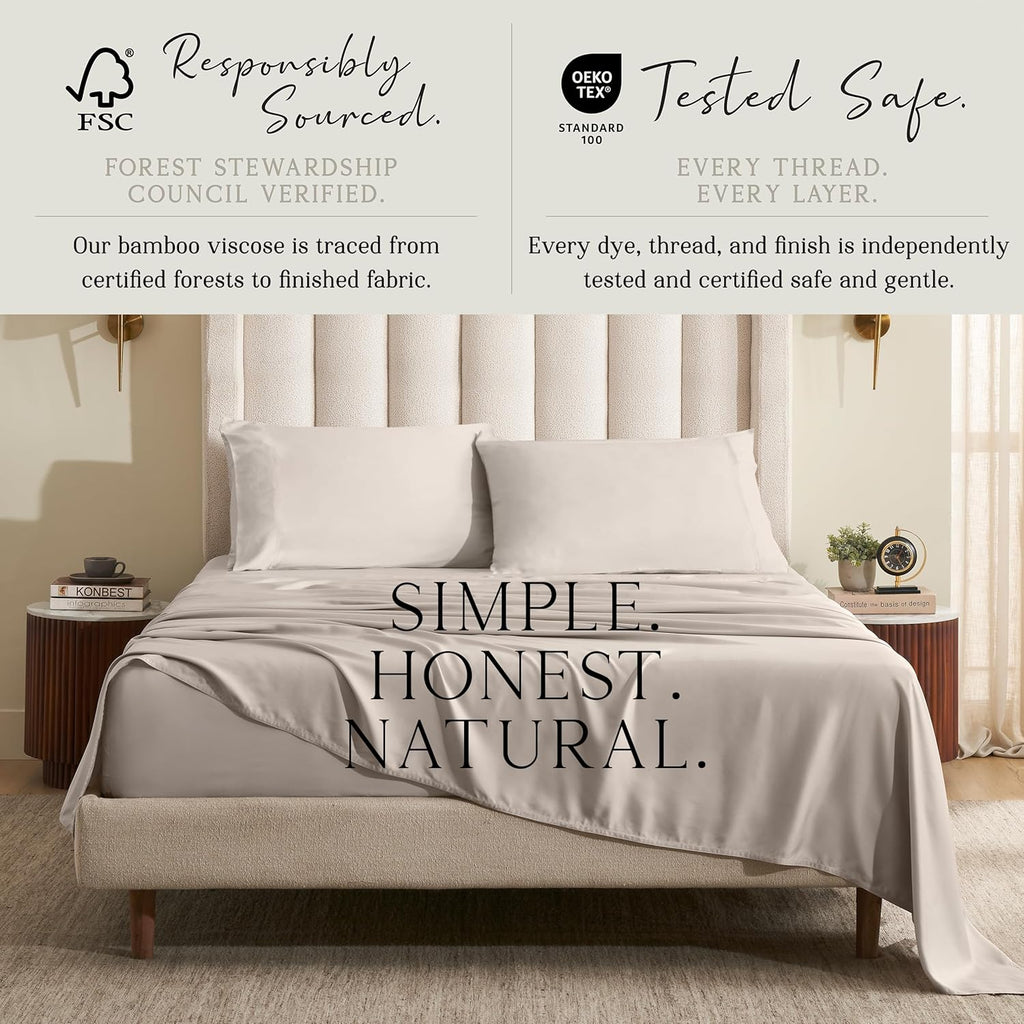 Luxury Bamboo Viscose Sheet Set | 100% FSC Certified | Cooling | Luxuriously Soft | 18" Deep Pockets