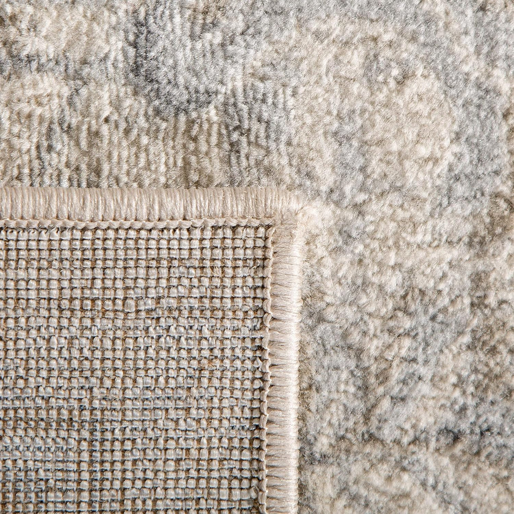 Area Rug 12x15 - Brentwood - Large - Cream & Grey, Medallion Distressed Design, Non-Shedding & Easy to Clean