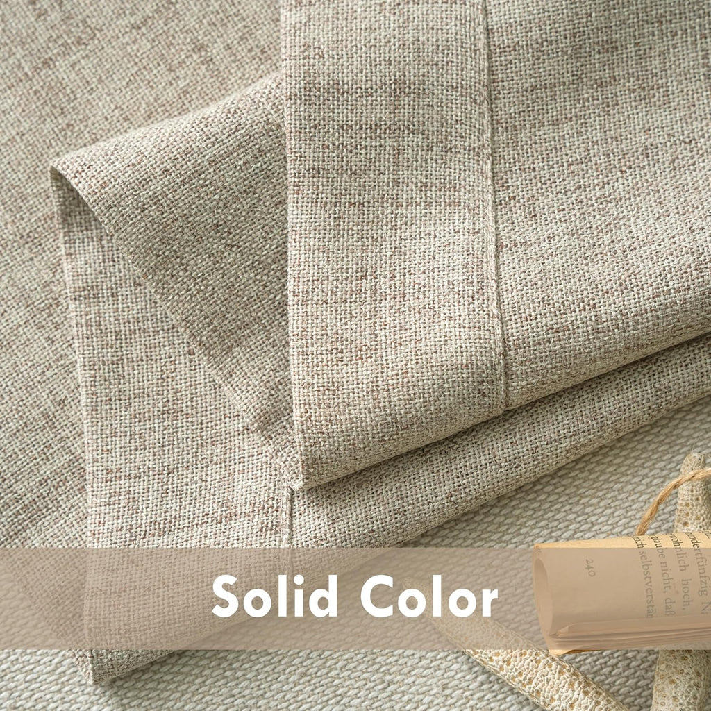 Linen Textured Curtain Valances for Windows Light Filtering 3 Inch Rod Pocket Farmhouse Country Rustic Kitchen