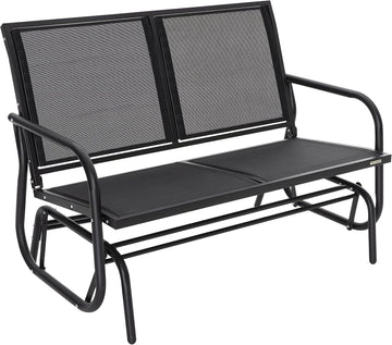 2 Person Outdoor Glider Bench Patio Glider, Patio Glider Swing Chair with Powder Coated Steel Frame and Breathable
