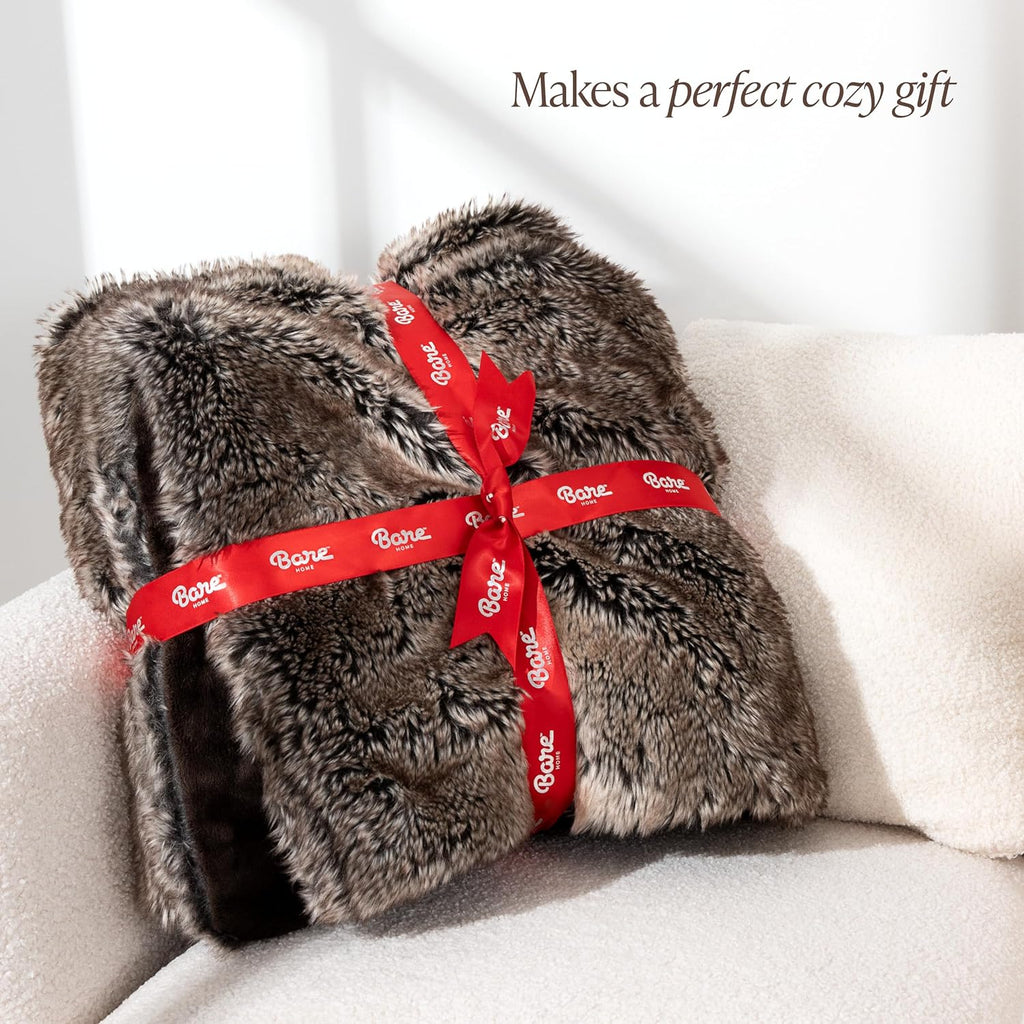 Faux Fur Throw Blanket - Ultra-Soft Luxurious - Cozy Warm Blanket, Chair, Bed - Fuzzy Fluffy Super Soft - Decorative