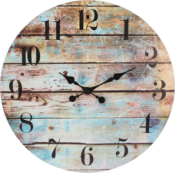 Vintage Farmhouse Wooden 23 Inch Round Battery Operated Hanging Wall Clock