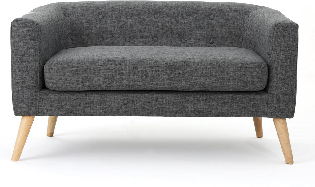 Bridie Mid-Century Modern Loveseat, Grey Fabric