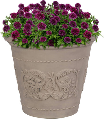 Arabella 19.5'' Plastic Planter Pot for Plants, Beige | 12-Gallon Capacity, Double-Walled, Polyresin Large Plastic