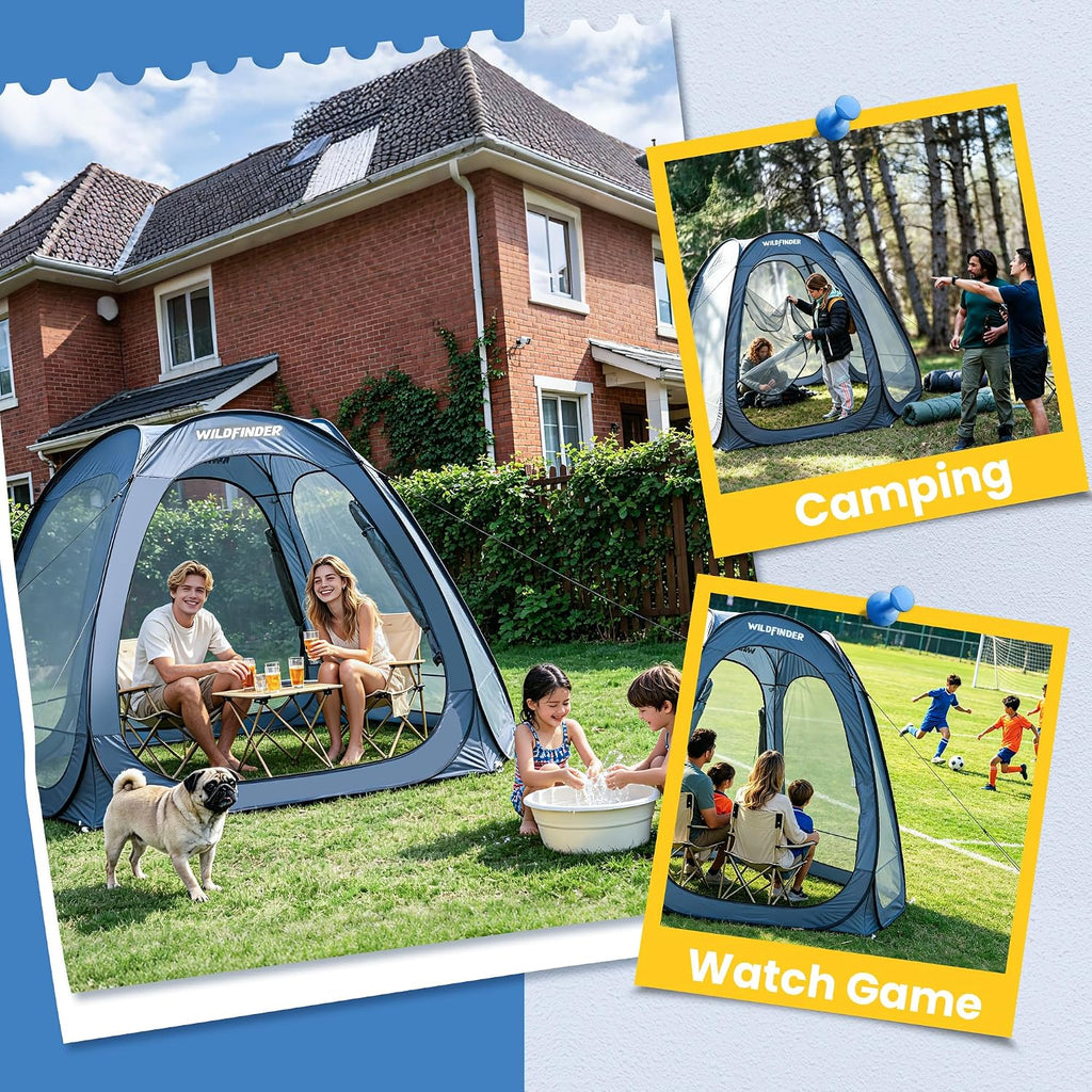 10x10 Pop Up Screen House Tent, Portable Screened Canopy with Mesh Walls, Waterproof Instant Gazebo