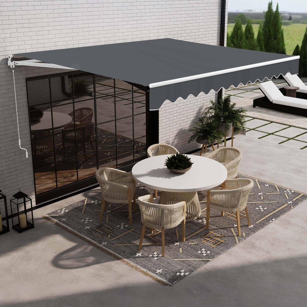 20x10 ft Electric Retractable Patio Awning, Remote Control Motorized & Manual Crank, Outdoor Shade Canopy with