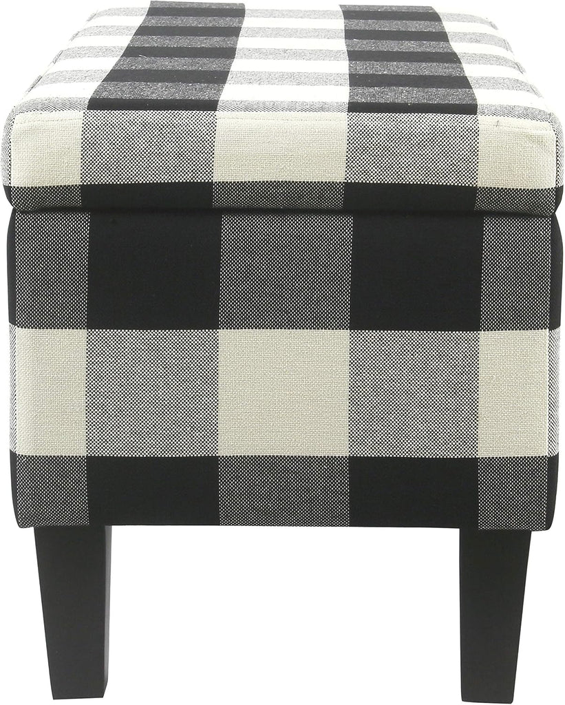 36" Storage Ottoman Bench with Hinged Lid - Black Buffalo Plaid