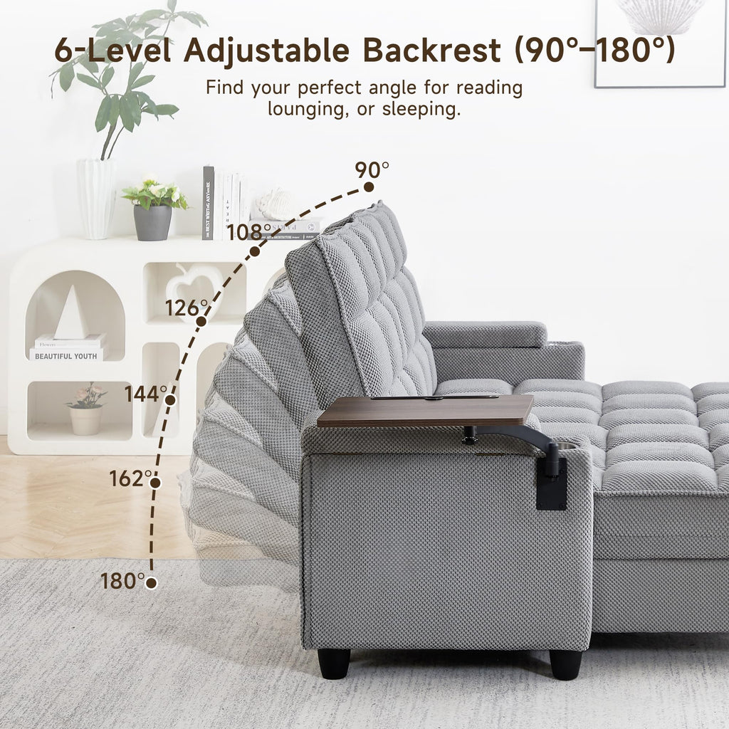 70.9'' Double Chaise Lounge with 360 degree rotatable side table, Comfy Corduroy Indoor Lounge Chair with Armrest