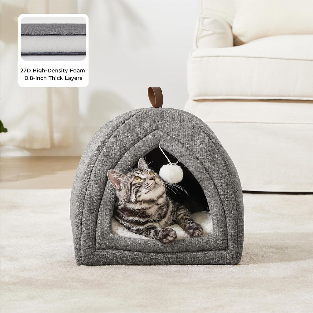 Cat Beds for Indoor Cats - 2 in 1 Cat Cave House Tent for Kittens and Small Pets with Removable Washable Cushioned