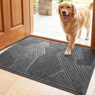 Heavy Duty Indoor Door Mat 24x36, Premium Geometric Entrance Mat with Non-Slip Rubber Backing, Large Low-Profile