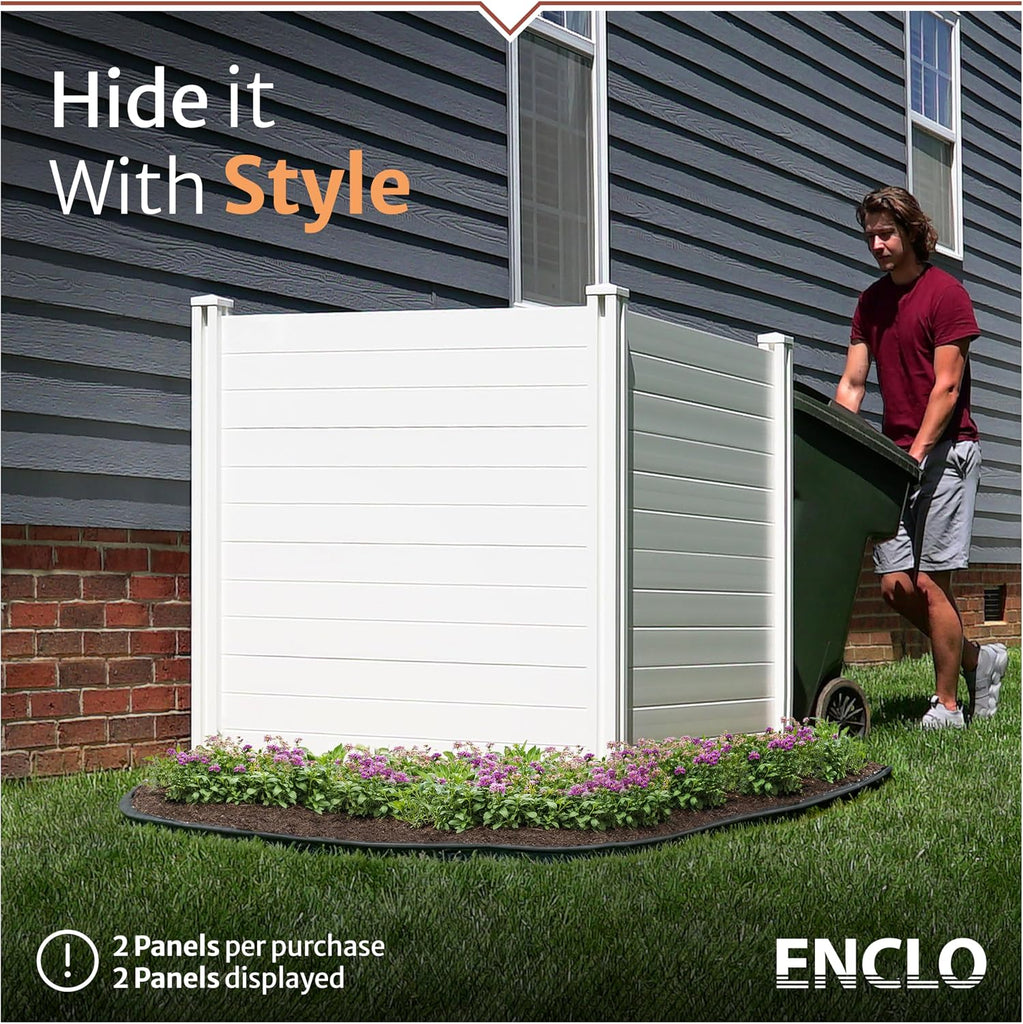 4ft H x 4ft W (2 Panels) No Dig Premium White Vinyl Privacy Screen, Outdoor Privacy Panels, Use As Air