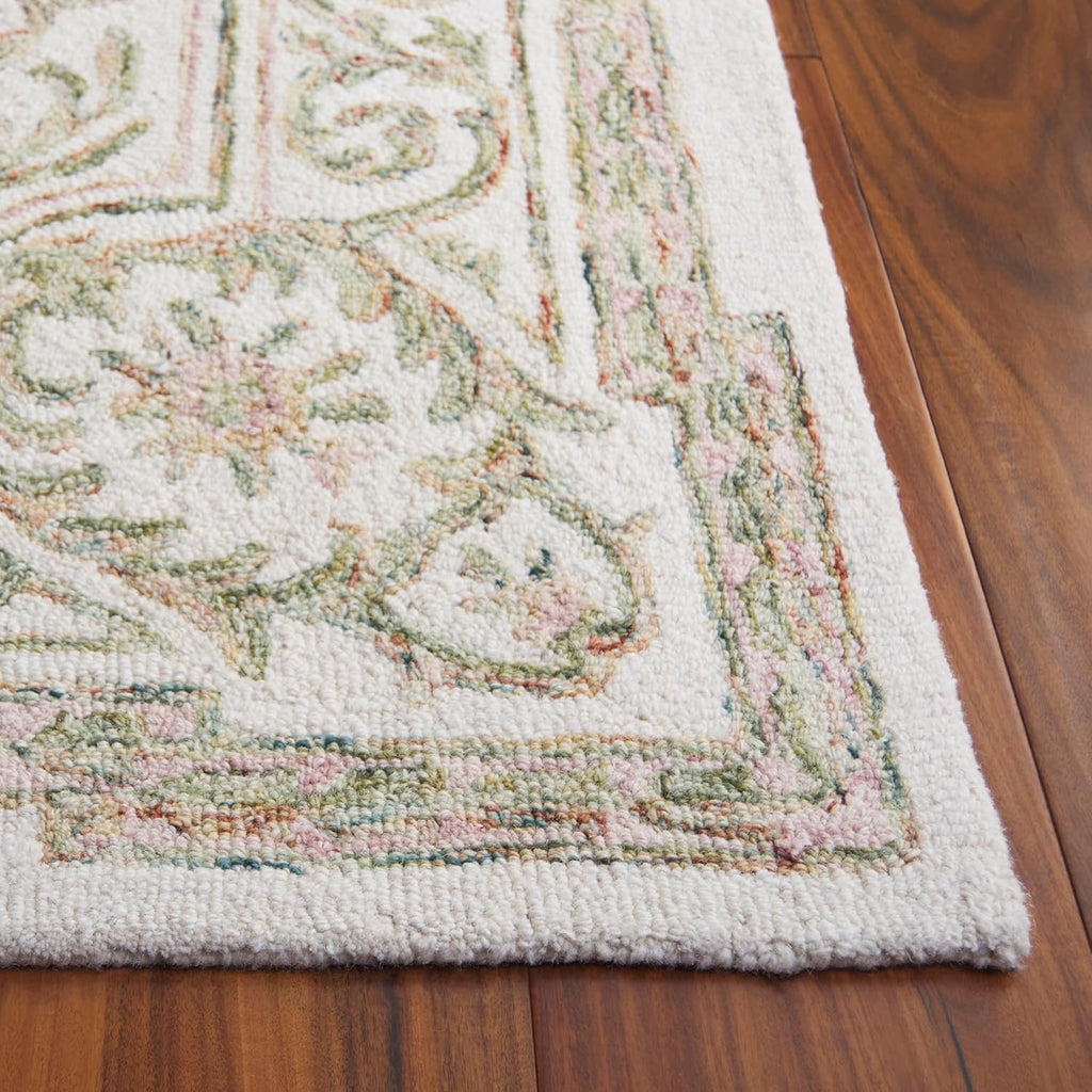 Area Rug 8x10 - Micro-Loop - Large - Ivory & Fuchsia, Handmade Wool