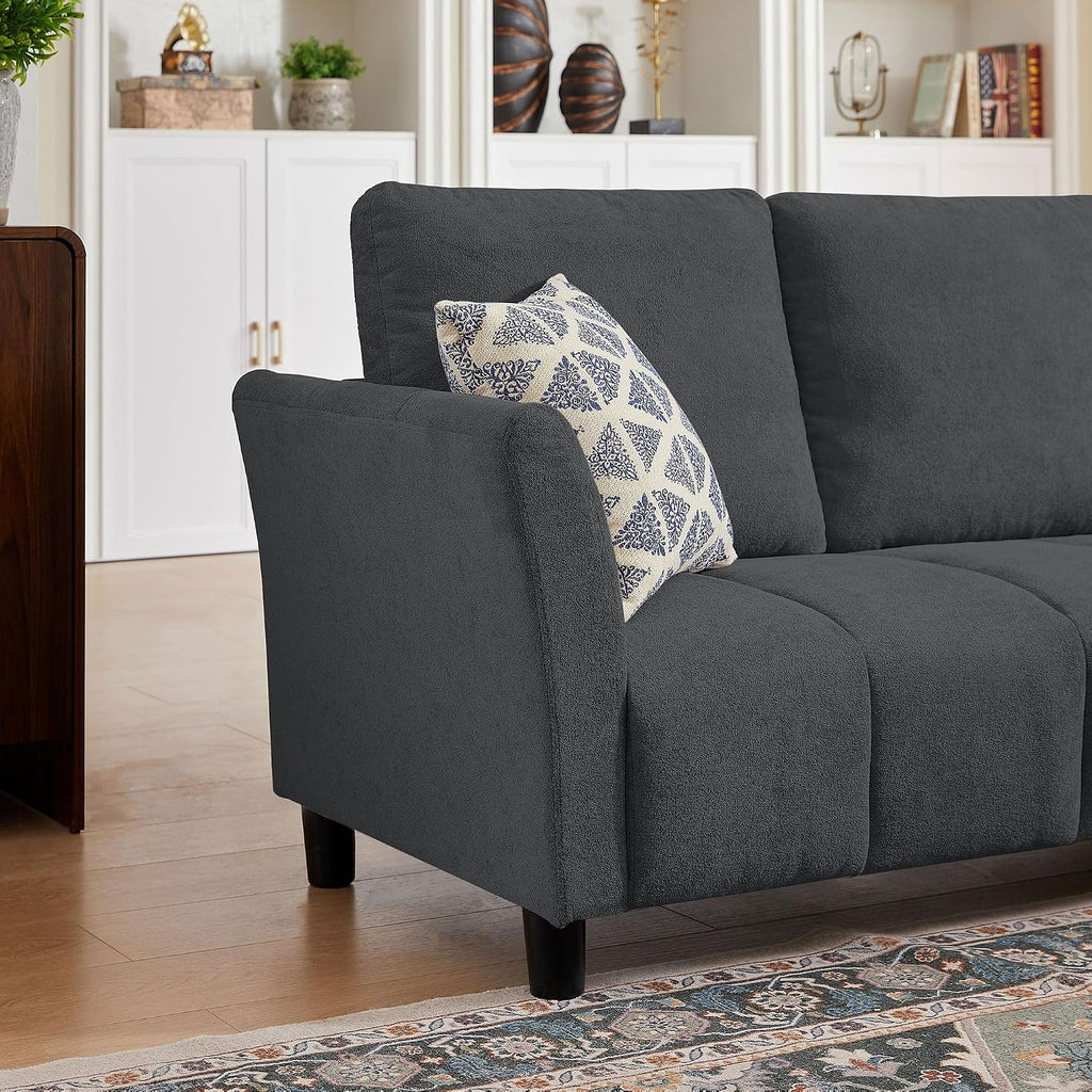 102" L Shape Sectional Couch,6 Seat Convertible Modern Corner Sofa Sectional with Removable Covers , Dark Grey