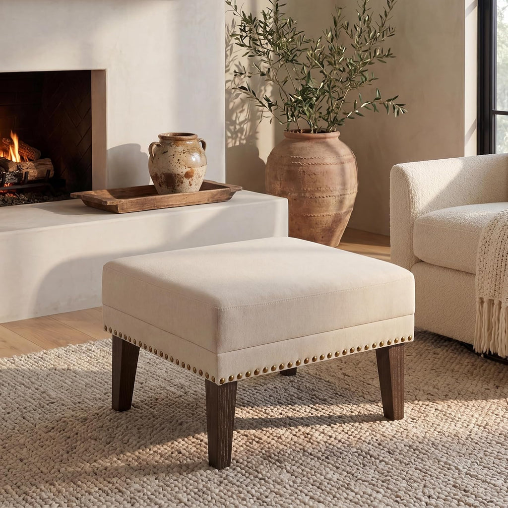 High Wingback Accent Chair and Ottoman Set, Mid-Century Modern Club Comfy Reading Armchair, Lazy Side Sofa Chair