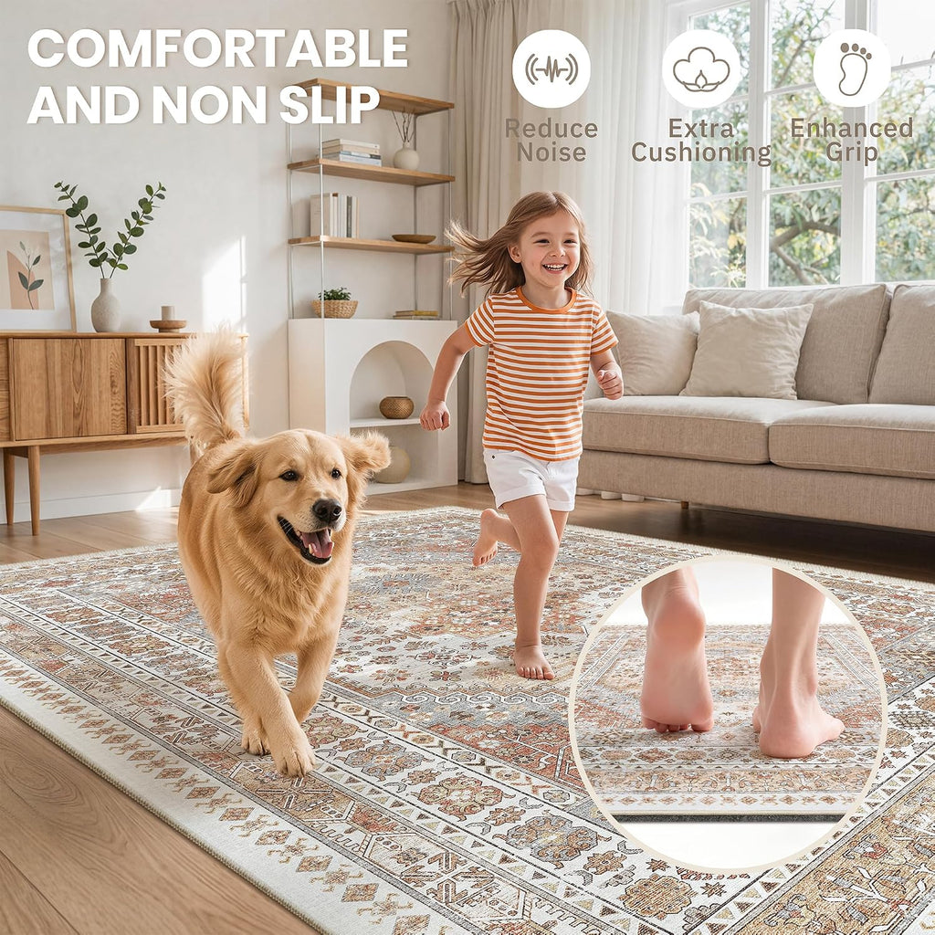 Rug Pad 5x7-1/4 Thick, Felt and Rubber Backing, Under Area Rug Protective Cushioned Pads, Keep Rugs Safe and