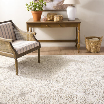 X Area Rug Collection - 9' x 12', Ivory, Handmade Wool, Ideal, Dining Space (MSR3511C)