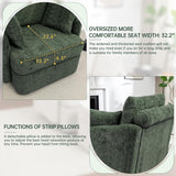 Modern Swivel Lounge Chair and Ottoman — Green Chenille