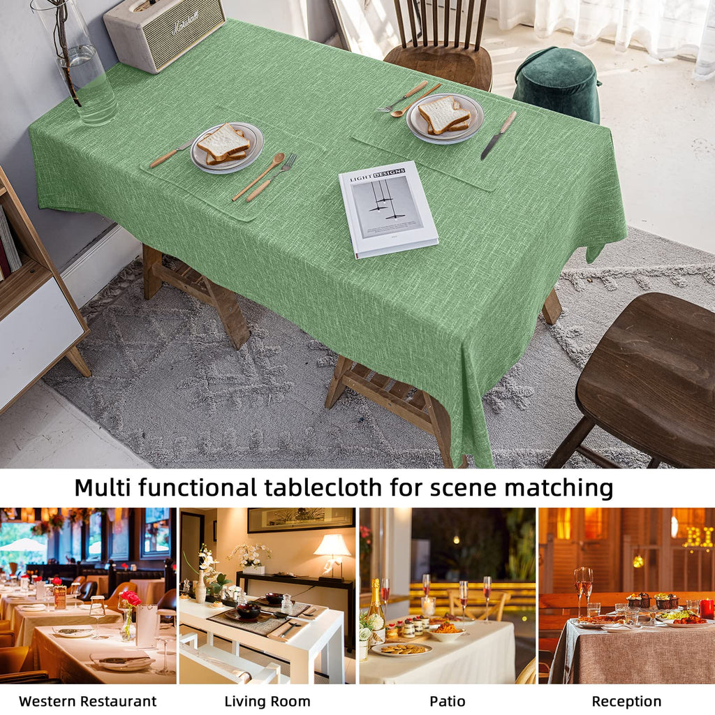 Waterproof Linen Tablecloths Rectangle Dining(54"x120") Grass Green