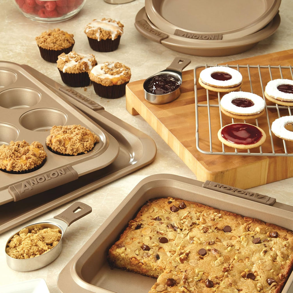 Advanced Nonstick Bakeware Set / Pans with Grips - 5 Piece, Brown