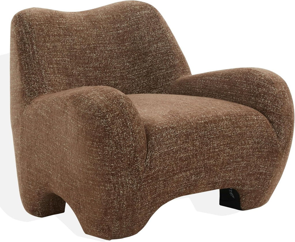 Couture Collection - Randal Dark Brown Chenille Accent Chair, Fully Assembled Upholstered Lounge Seating with Curved