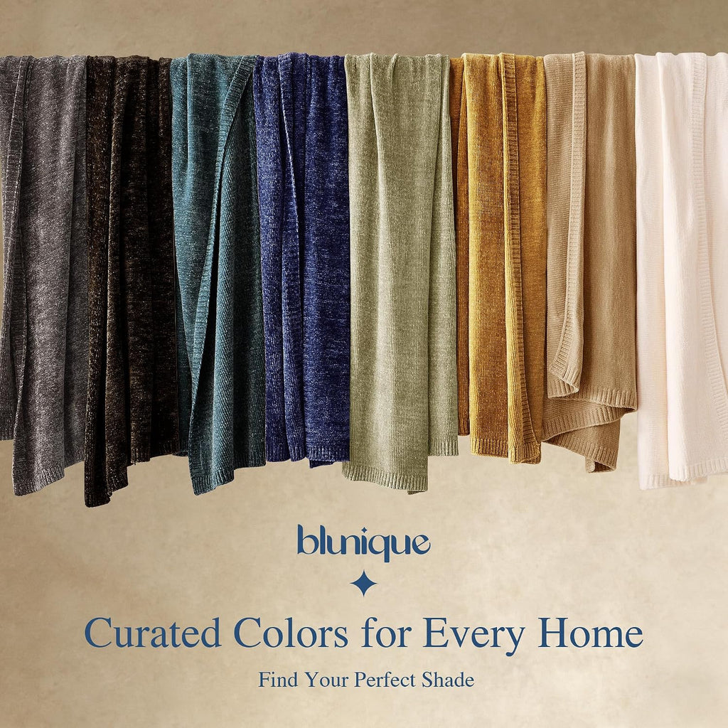 Chenille Throw Blanket, Cozy Soft Blanket Lightweight Decorative Throw, Stylish Home Decor, Ideal for Gifting, Khaki