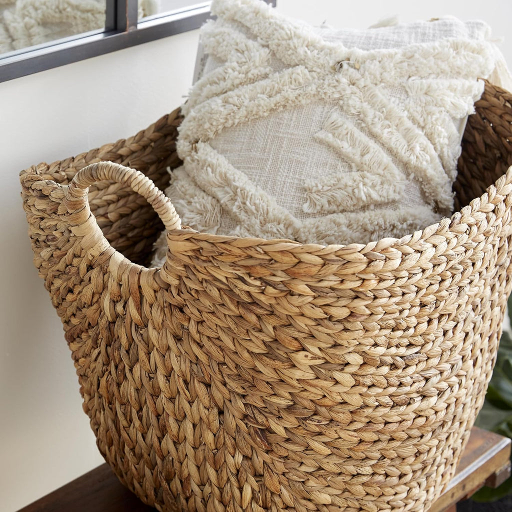 79 Seagrass Storage Basket, Large Woven Basket, 20" x 18" x 19", Brown | Handmade decorative and functional basket