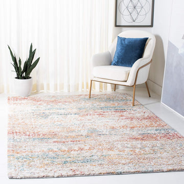 Calista Shag Collection Area Rug - 6'7" Square, Ivory & Beige, Moroccan Boho Design, Non-Shedding & Easy Care, 1-inch