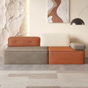 Mid-Century Modern Modular Sectional Sofa, 79.9" Width Multi Color Fabric Upholstered Couch, Versatile Living Room &