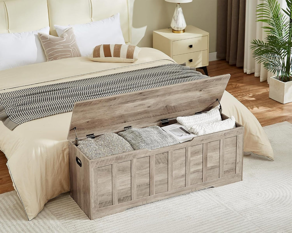 51.2" Storage Chest Extra Large,Storage Bench with 2 Safety Hinges,Shoe Bench,51.2 * 15.7 * 19.1 inches,Wooden Trunk
