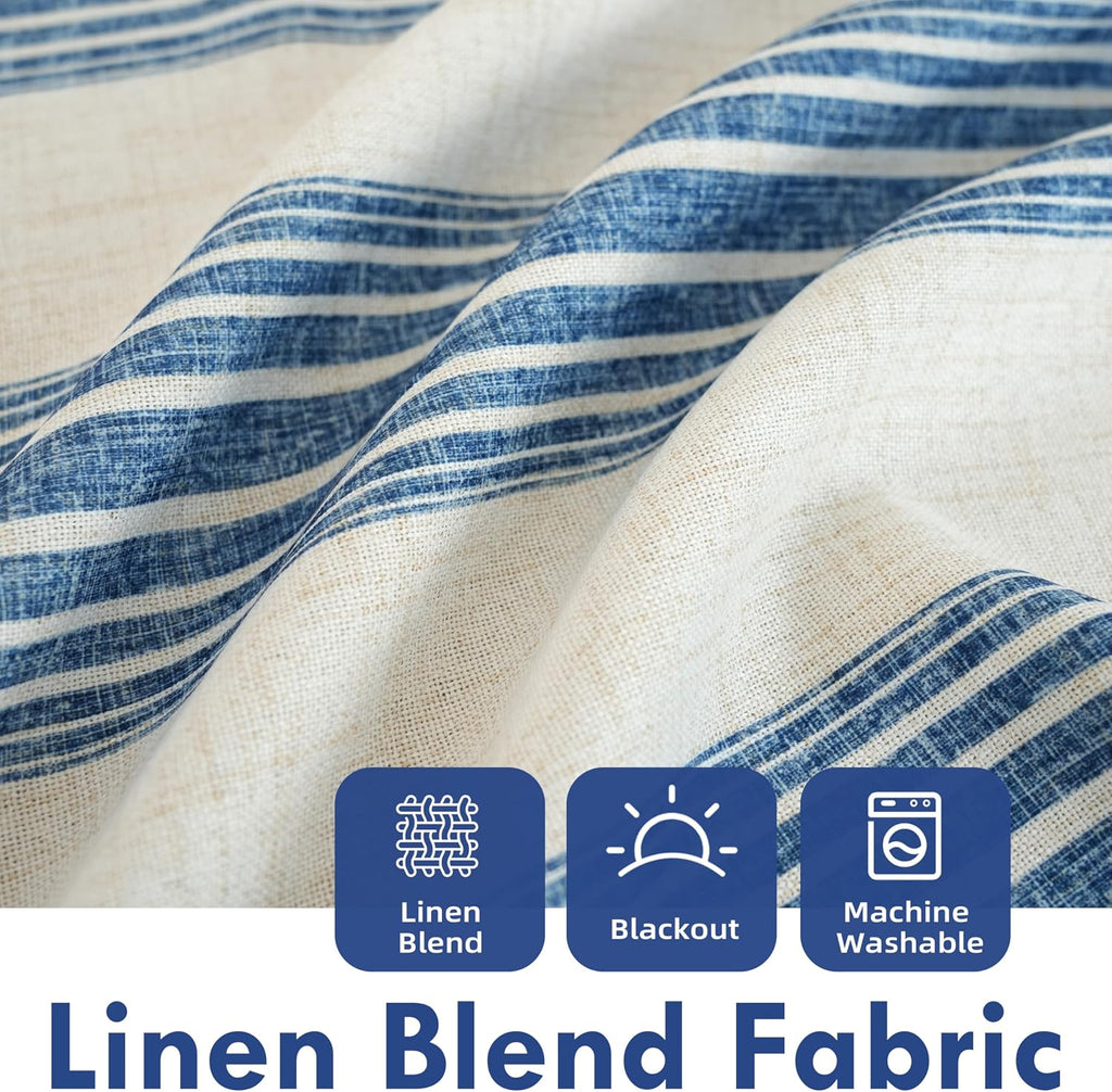 Chris Double Layer Blackout Tie Up Curtains Thermal Insulated Fully Lined Vertical Striped Balloon Roman Shade