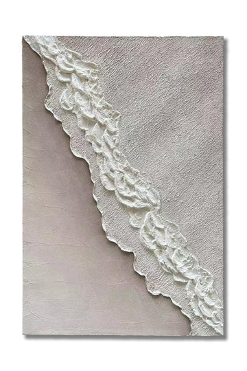 Art Hand-Painted Beach Wave Landscape Art Oil Painting with White Texture Abstract Style Wall Decoration. 40x28 inches