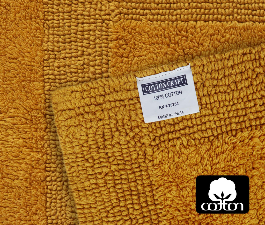 2 Pack Reversible Bath Mat - Plush 17x24 Bath Rug - Golden Rod