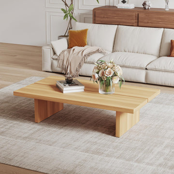 47" Low Natural Wood Coffee Table, Japandi Tea Table