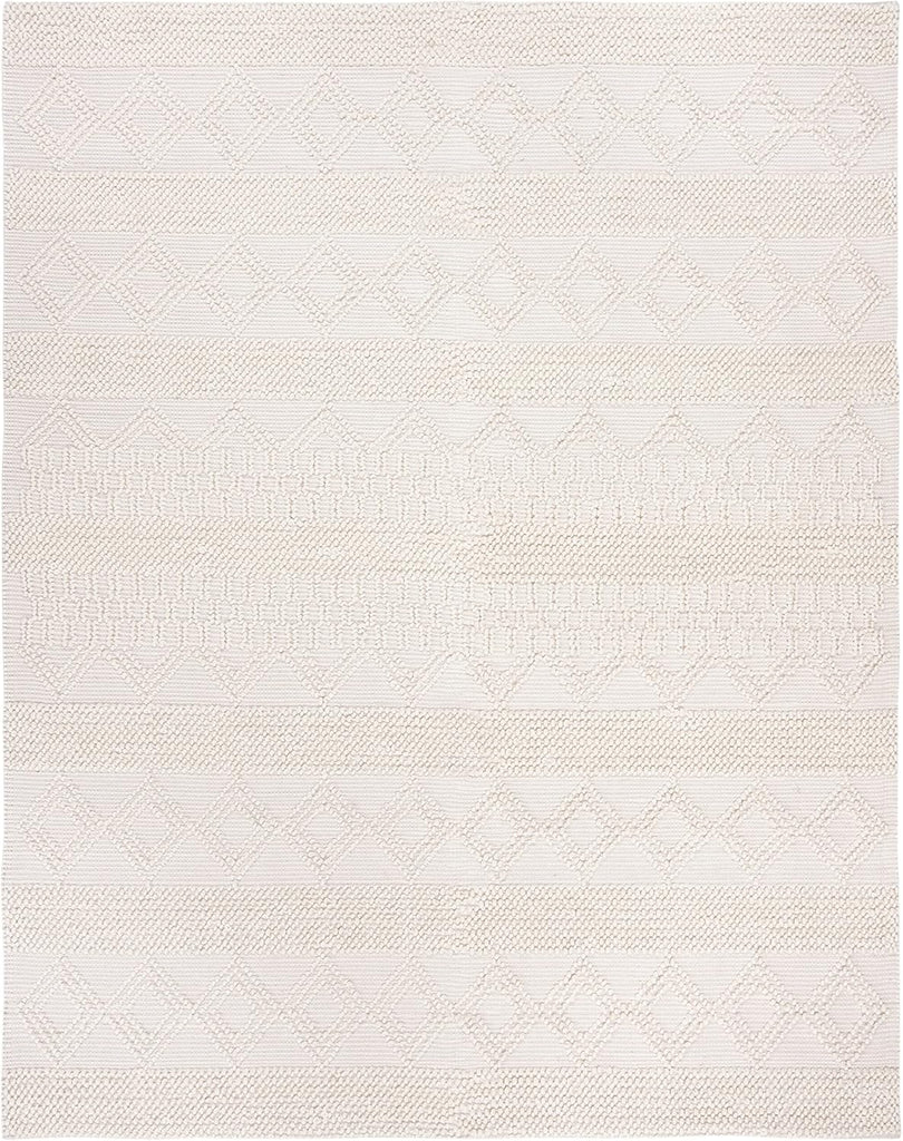 Natura Area Rug - 10' x 14', Ivory, Handmade Moroccan Boho Tribal Wool & Cotton
