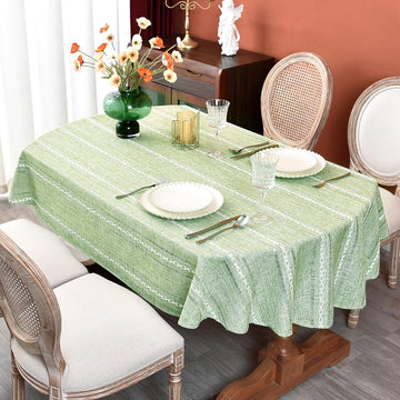 Rustic Oval Cotton Linen Tablecloths Embroidered Farmhouse Spring Table Cloths, Kitchen Dining Room 