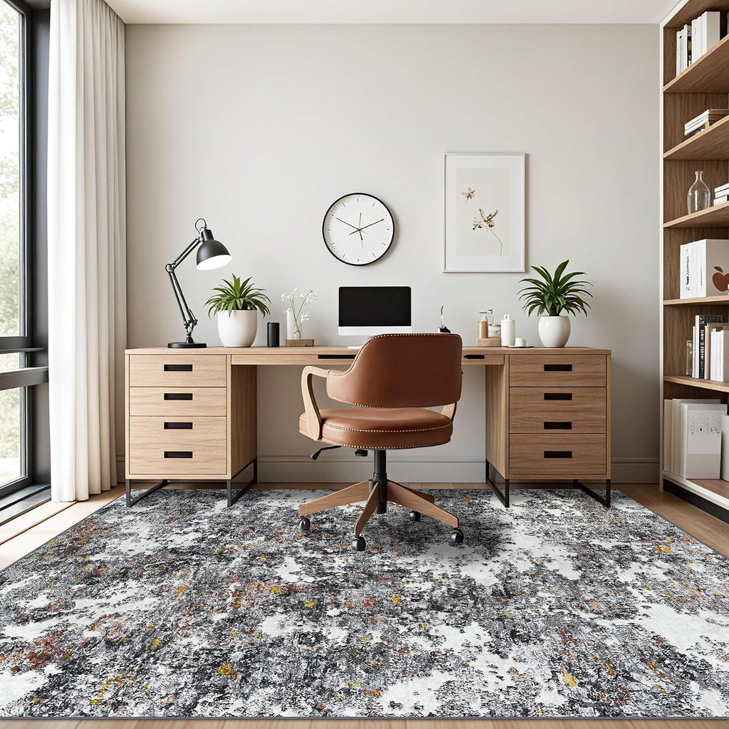 5x7 Area Rugs Abstract Washable Gray Multi Rug