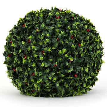 Topiary Ball - 19" Artificial Topiary Plant - Indoor/Outdoor Artificial Plant Ball (4, Holly)