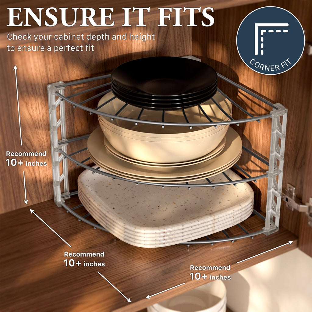 3-Tier Counter Corner Shelf Organizer, Silver