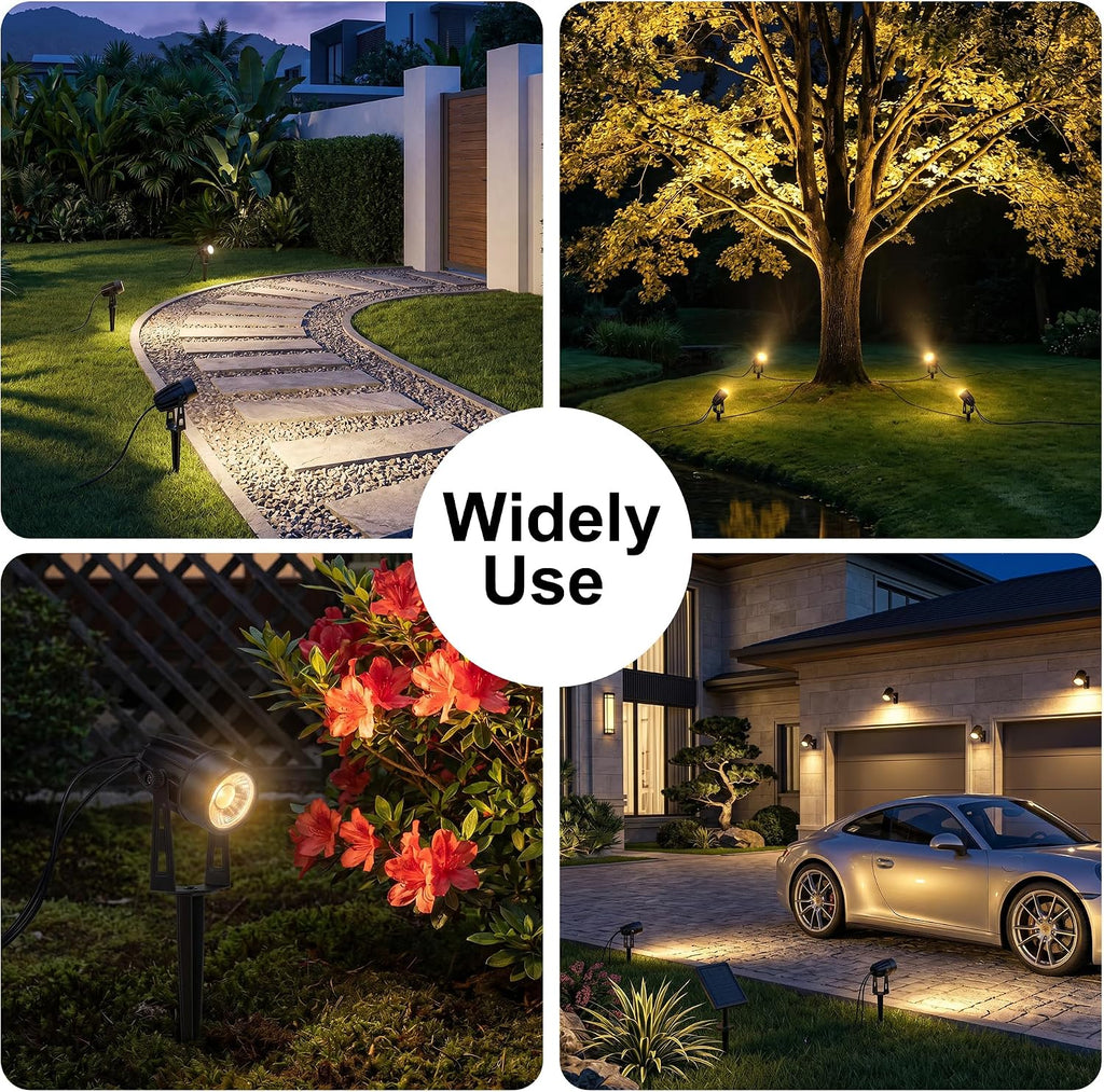 Solar Spot Lights Outdoor Waterproof, 4-in-1 Solar Landscape Lighting Dusk to Dawn Solar Uplights, 3000K Bright LED