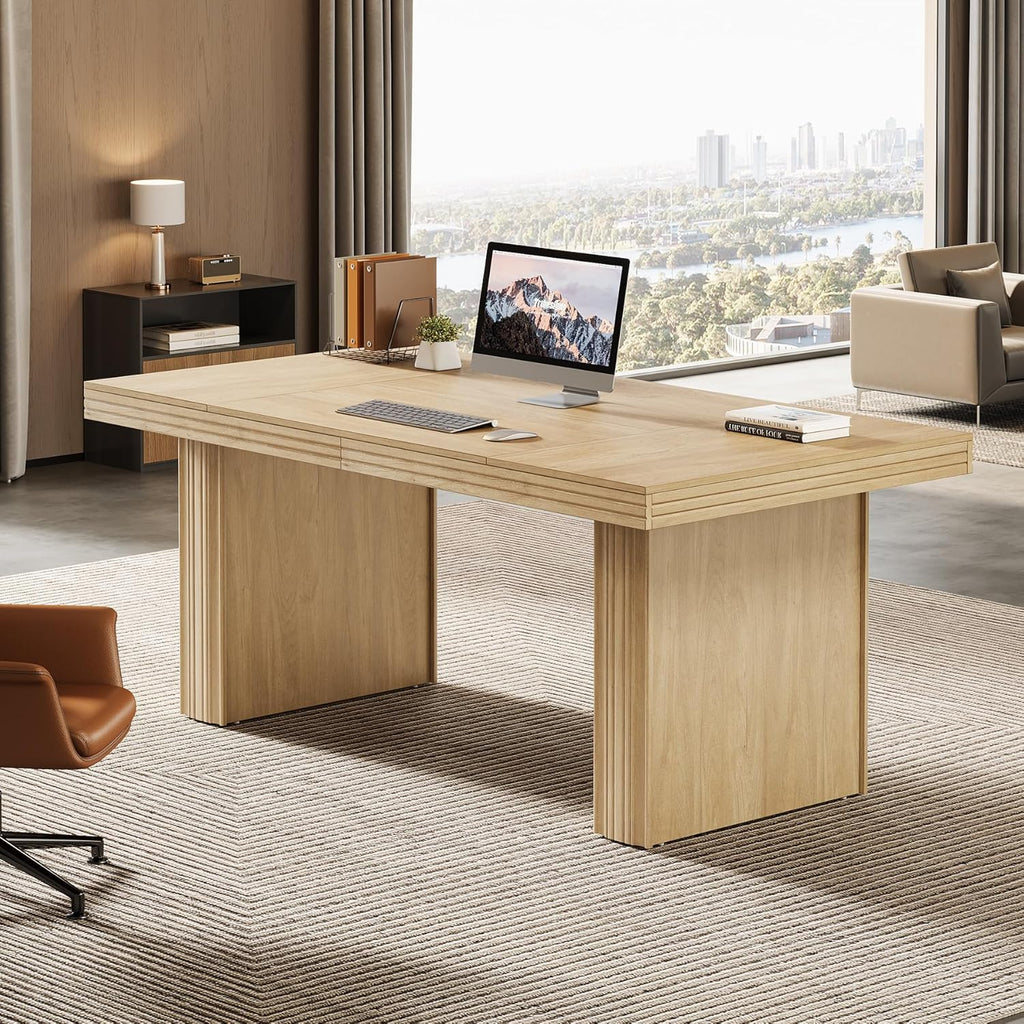 63" Executive Desk, Modern Executive Office Desk with Thickened Desktop and Heavy-Duty Legs