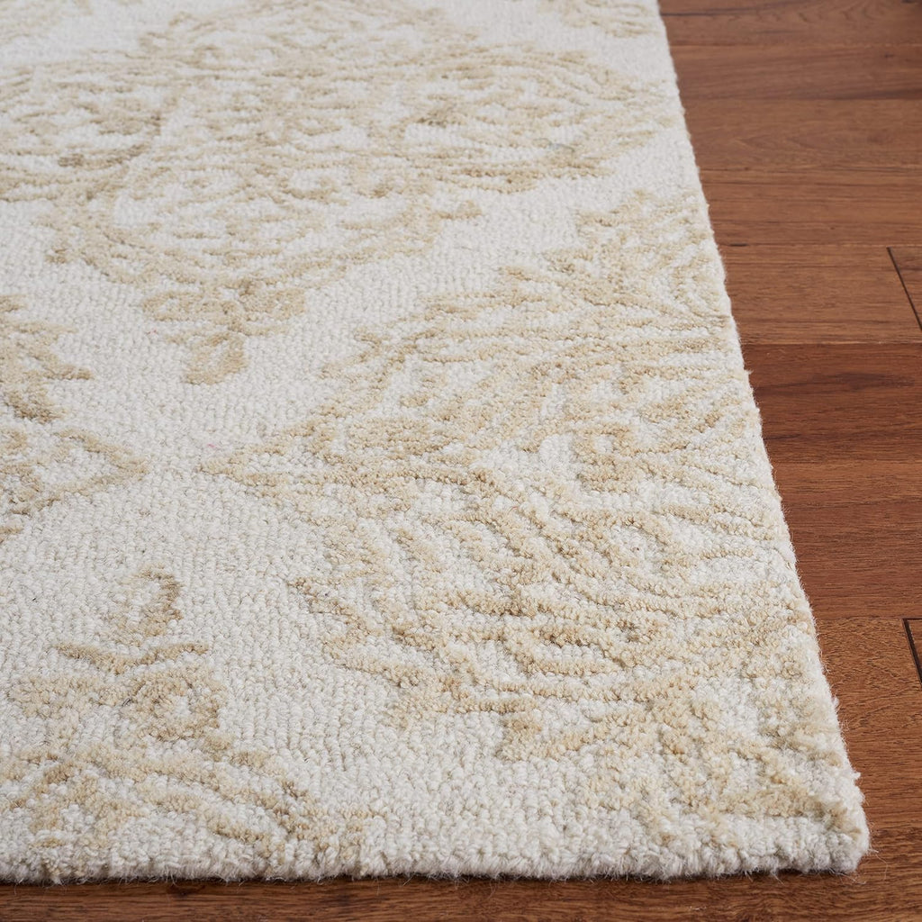 Abstract X-Large Area Rug - 11' x 15', Ivory & Beige, Handmade Wool