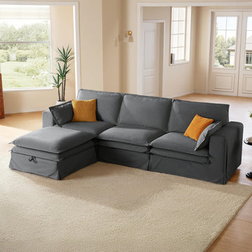 125" Washable Oversized Modular Sectional Sofa Couches, Grey